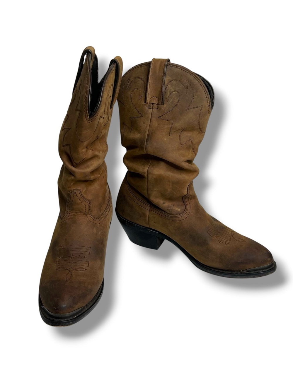 Durango Tan Distressed Leather 11" Slouch Boot Cowboy Western Womens 8 Riding